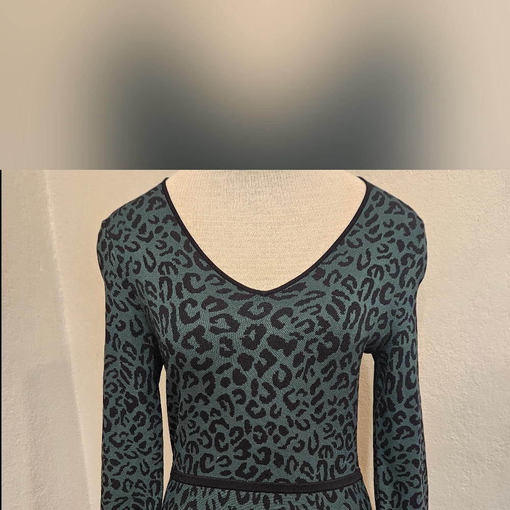 Great Jones Forest Leopard Classic Knit Dress Size M - Picture 4 of 8